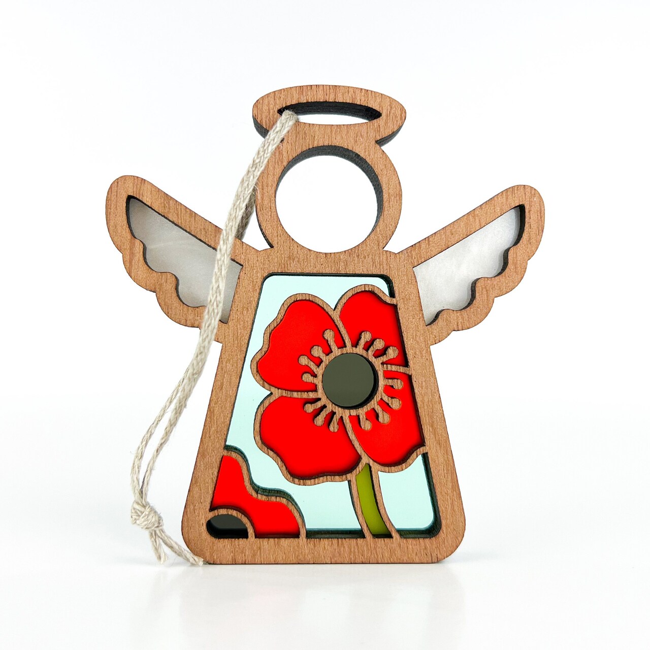 3.5" (H) Poppy Ornament - Handcrafted in Texas - Mother's Angels® Christmas Angel Wings Figurine